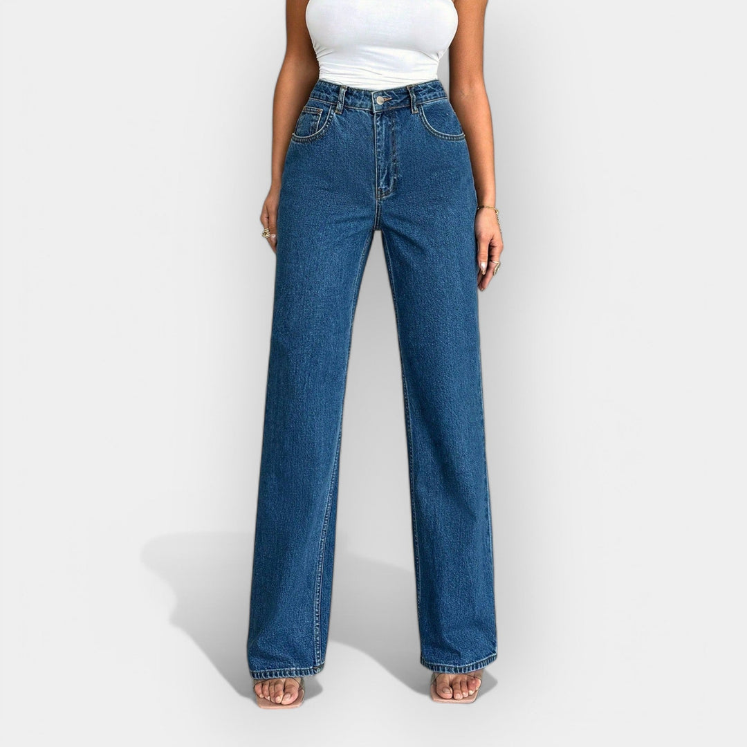 Visok Pas Jeans s Širokim Udobnim Krojem