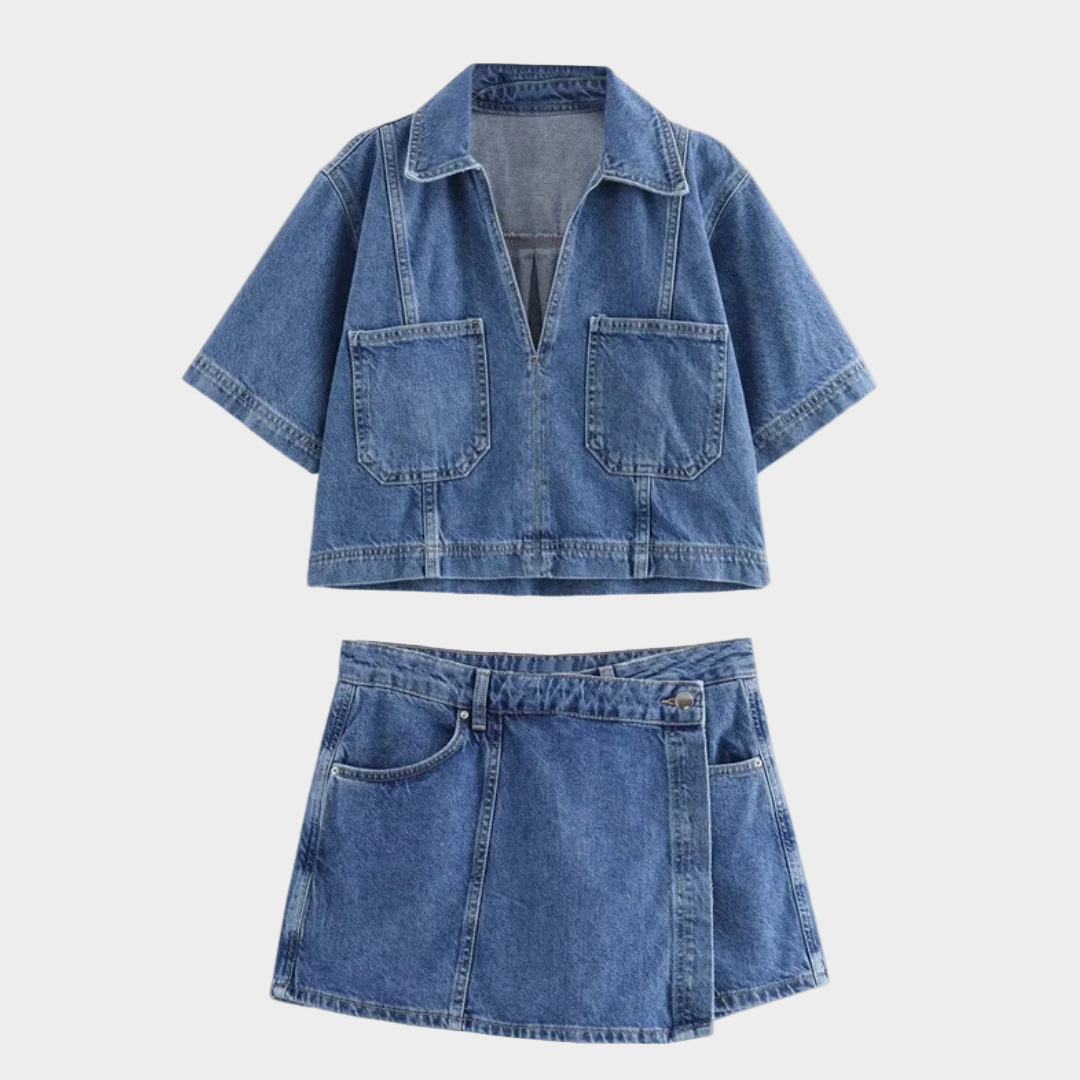 V-Neck Jeans Set