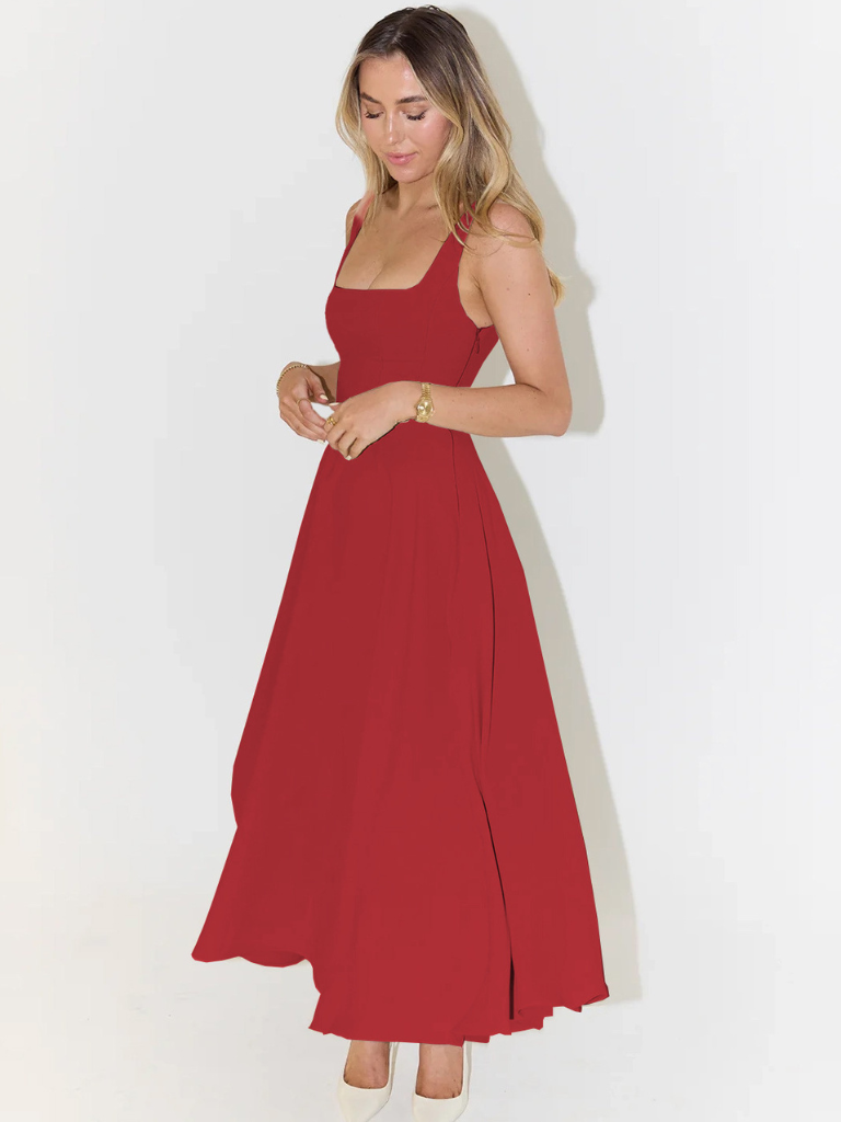 Romantična Midi Obleka z Elegantno Silhueto