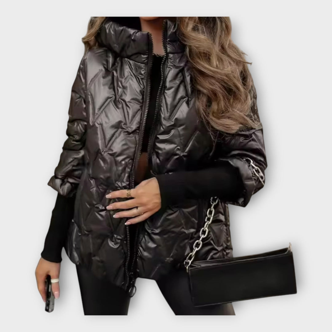 Elegantni quilted plašč s kapuco