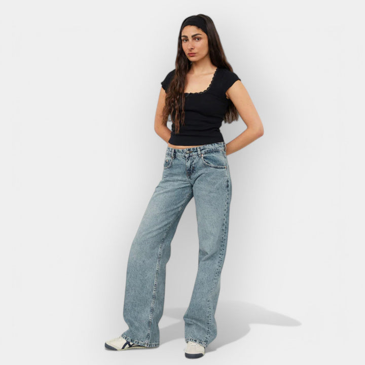 Jeans Hlače z Nizkim Pasom