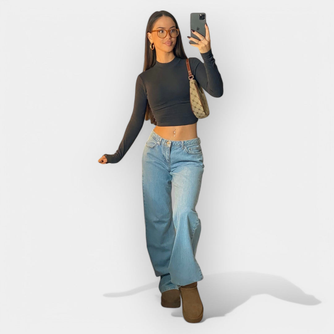 Jeans Hlače z Nizkim Pasom