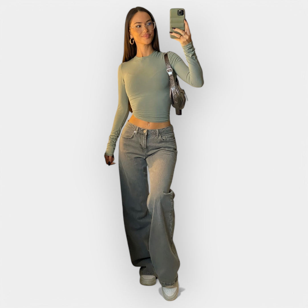 Jeans Hlače z Nizkim Pasom
