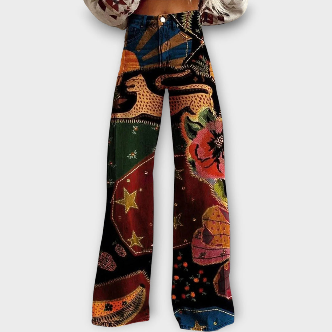 Jeans hlače s patchwork vzorcem