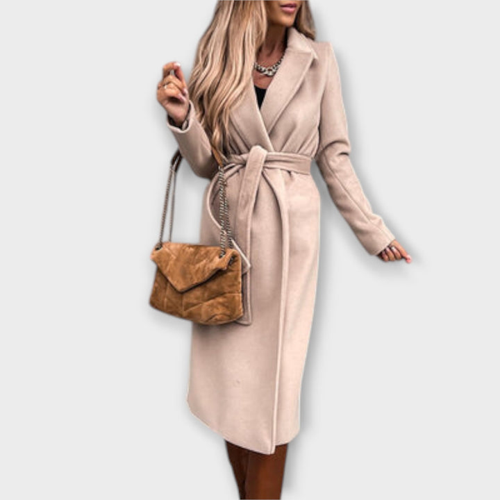 Eliza - Eleganten Dolg Plašč s Pasom