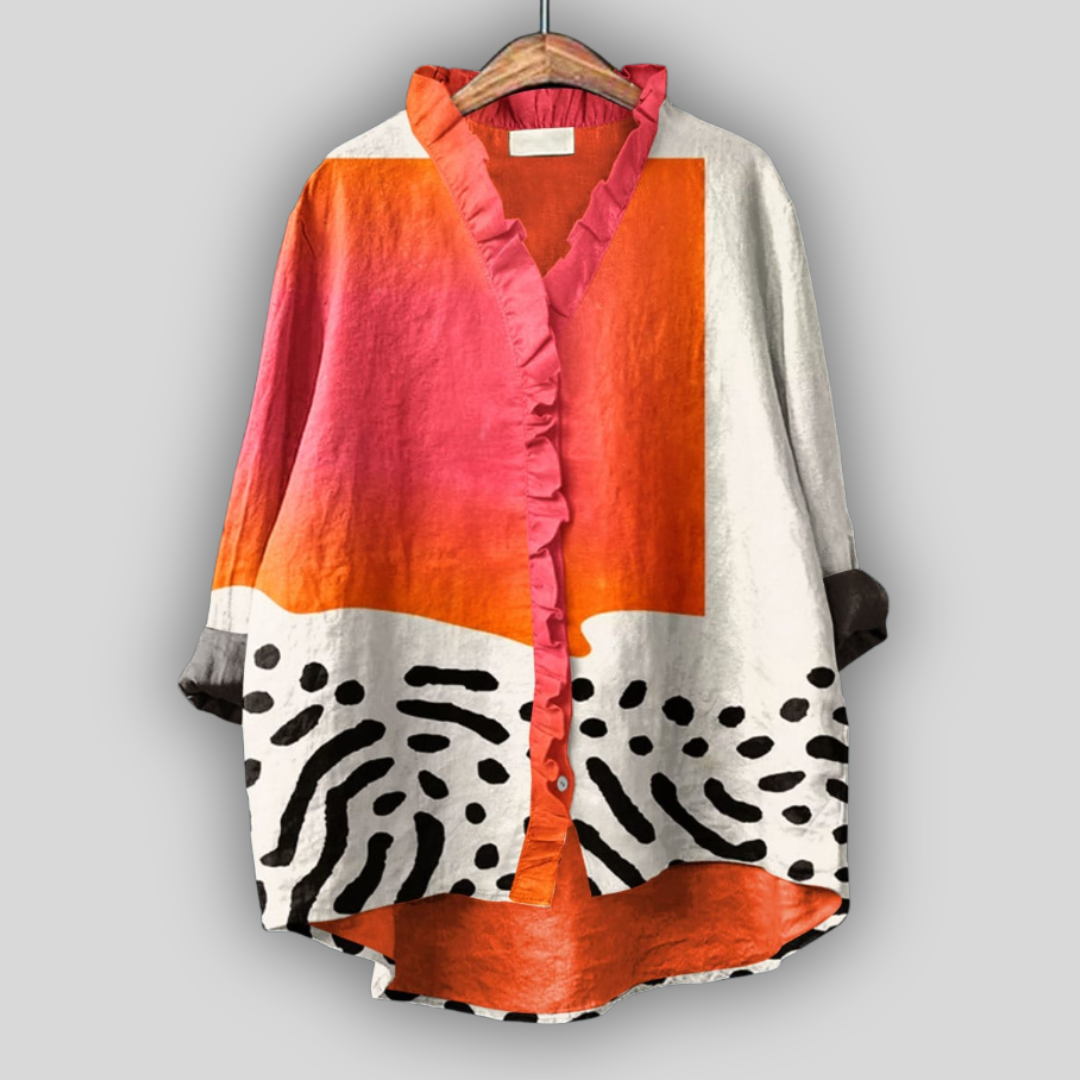 Vibrant Harmony Linen Blouse