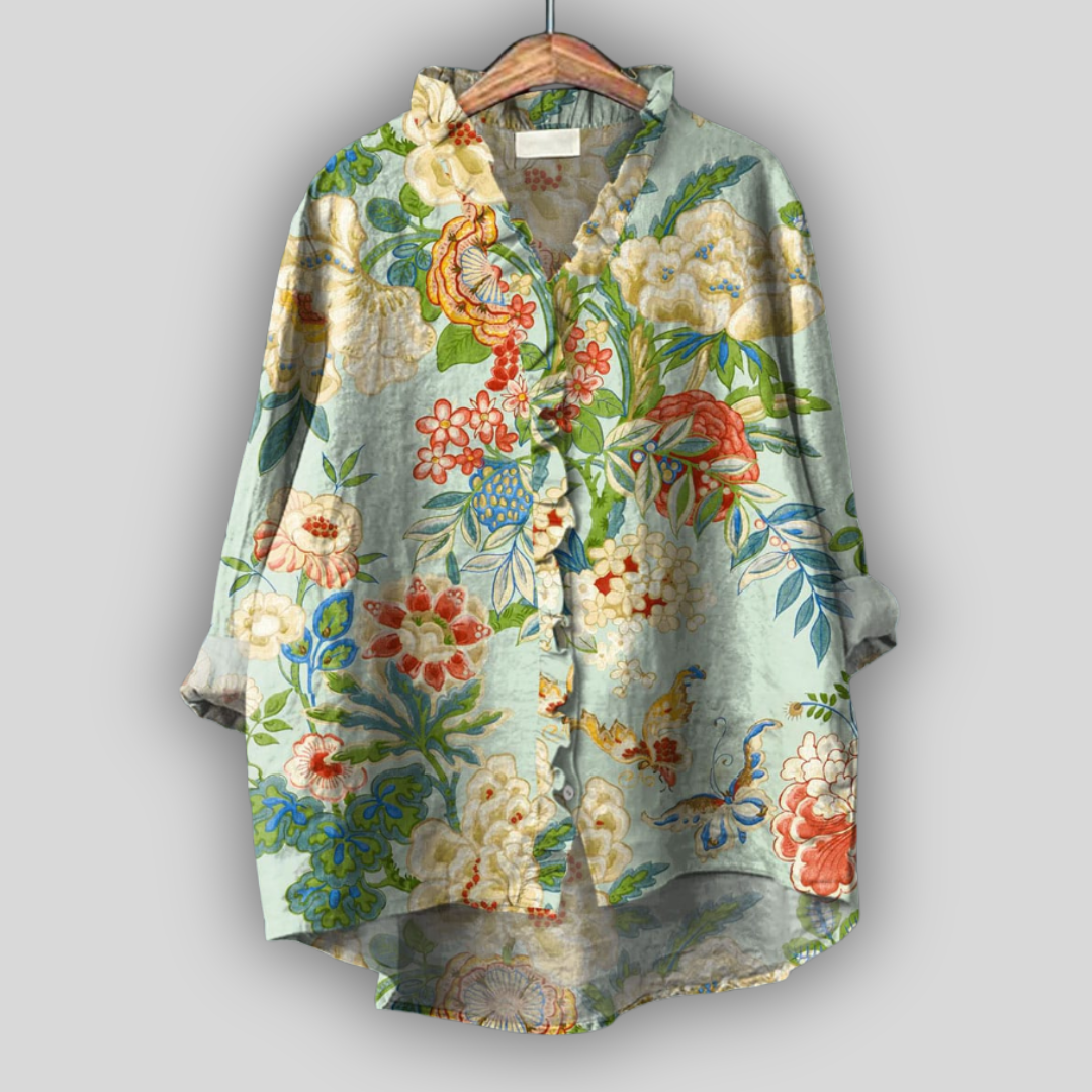 Spring Garden Linen Blouse