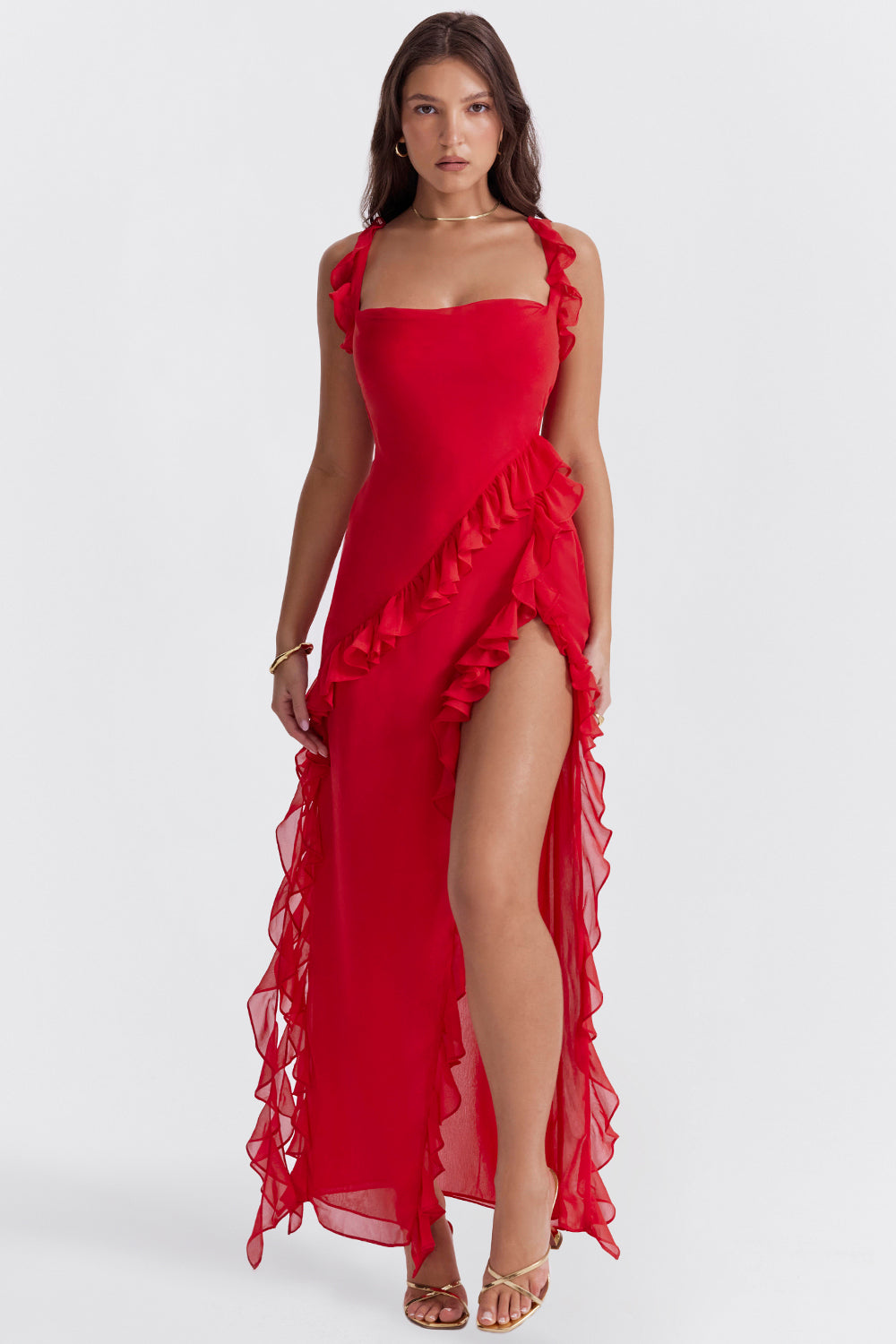 Meissa | Obleka z Asimetričnimi Ruffles