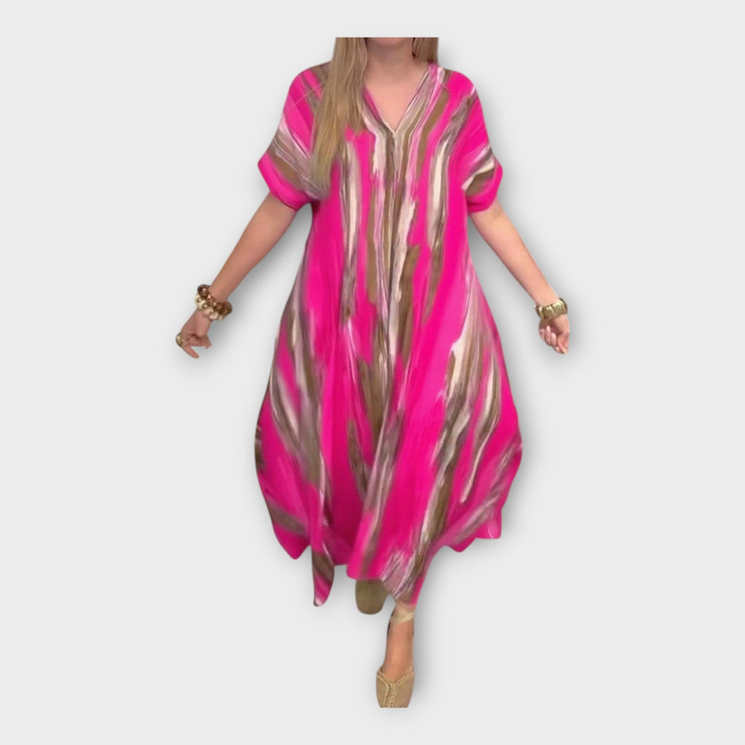 Dolgi kaftan z V-izrezom in širokimi rokavi