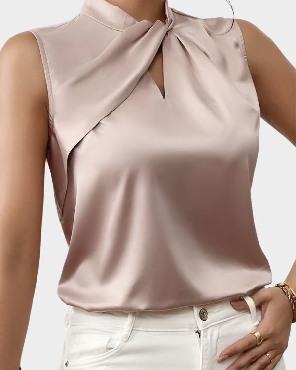 Elegantna Satenasta Majica brez Rokavov