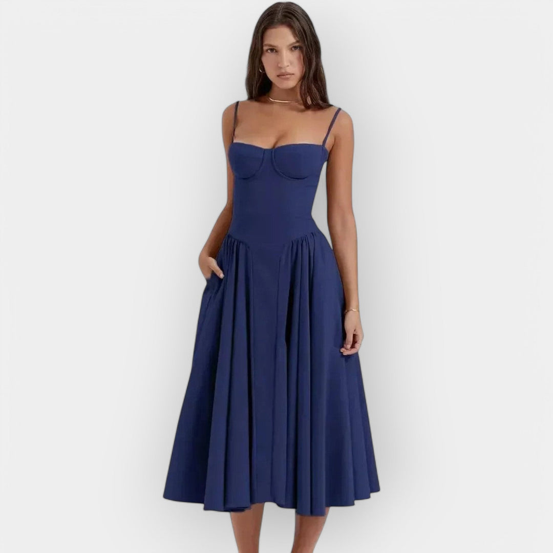 Elegantna midi obleka za poletne dni