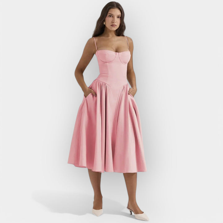 Elegantna midi obleka za poletne dni