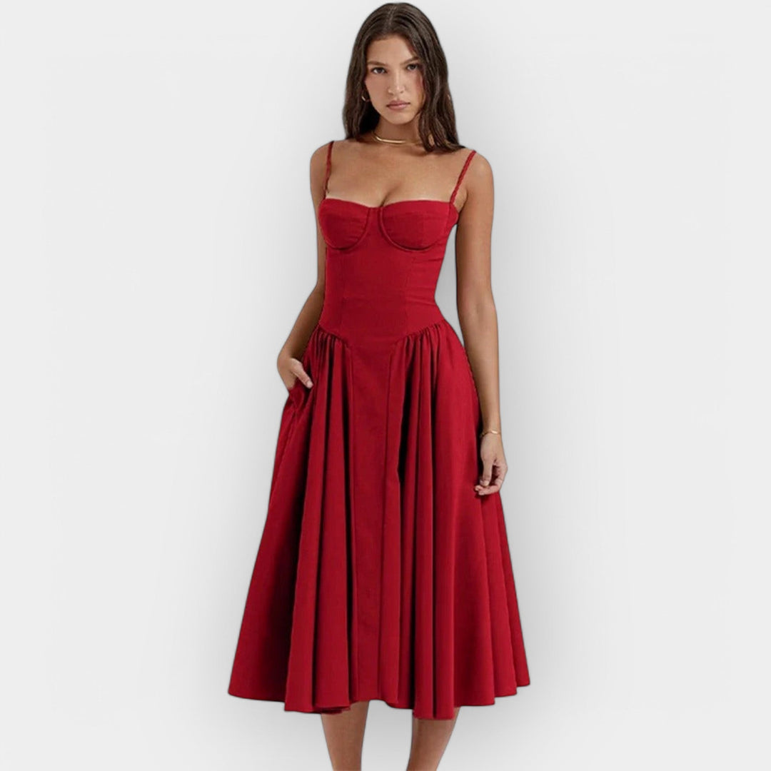 Elegantna midi obleka za poletne dni