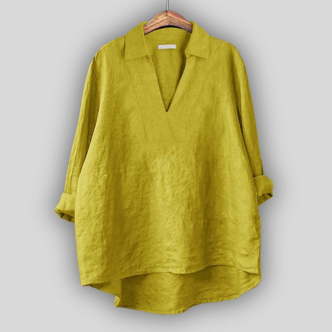 Elegant Silver Linen Blouse