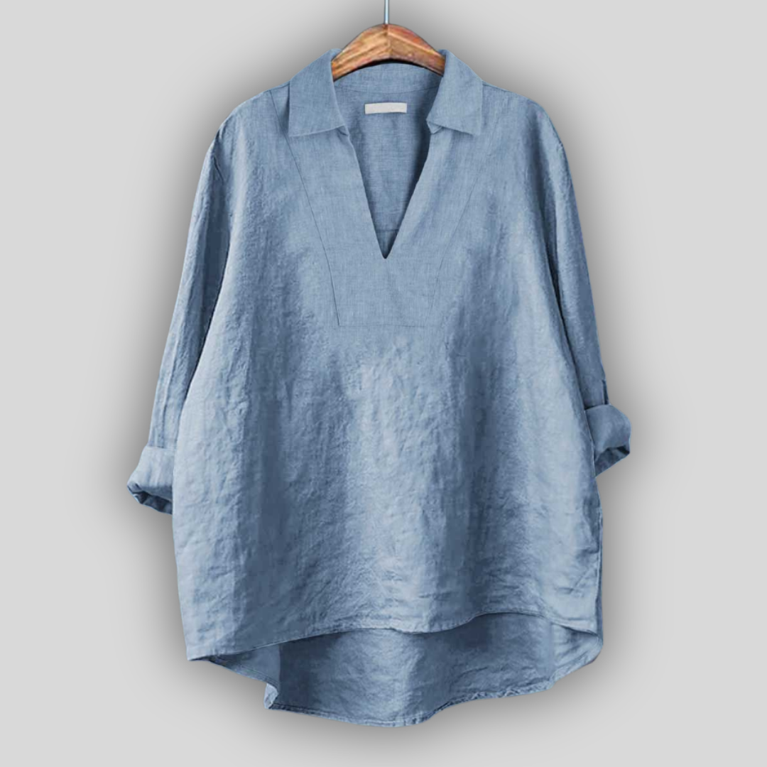 Elegant Silver Linen Blouse