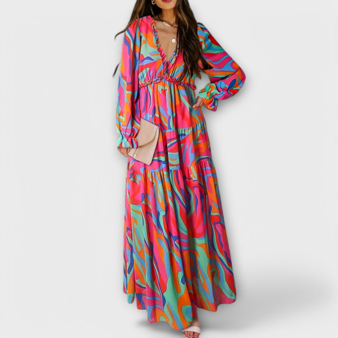 Maxi Dress with Floral Patterns