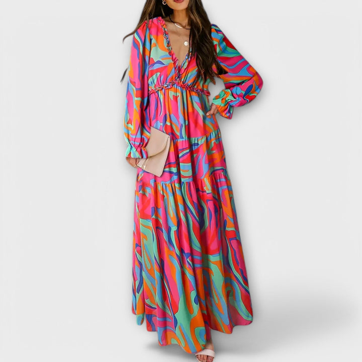 Maxi Dress with Floral Patterns
