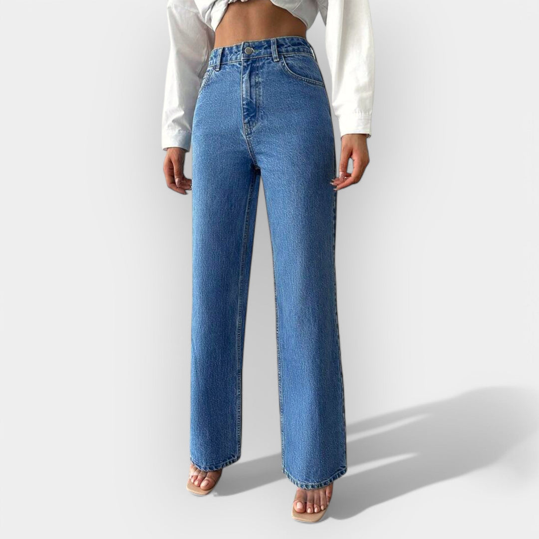 Visok Pas Jeans s Širokim Udobnim Krojem