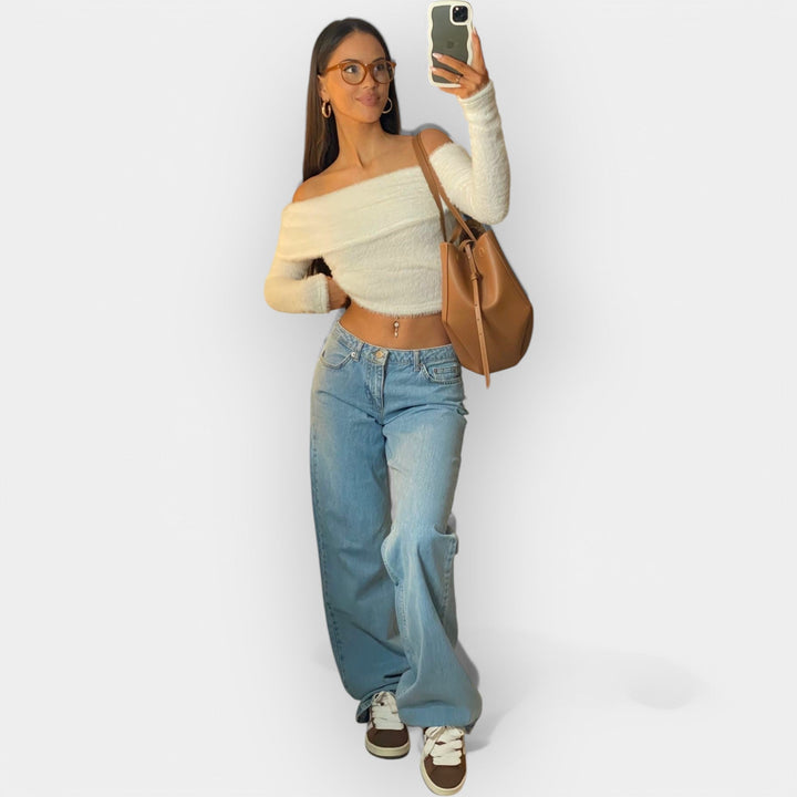 Jeans Hlače z Nizkim Pasom