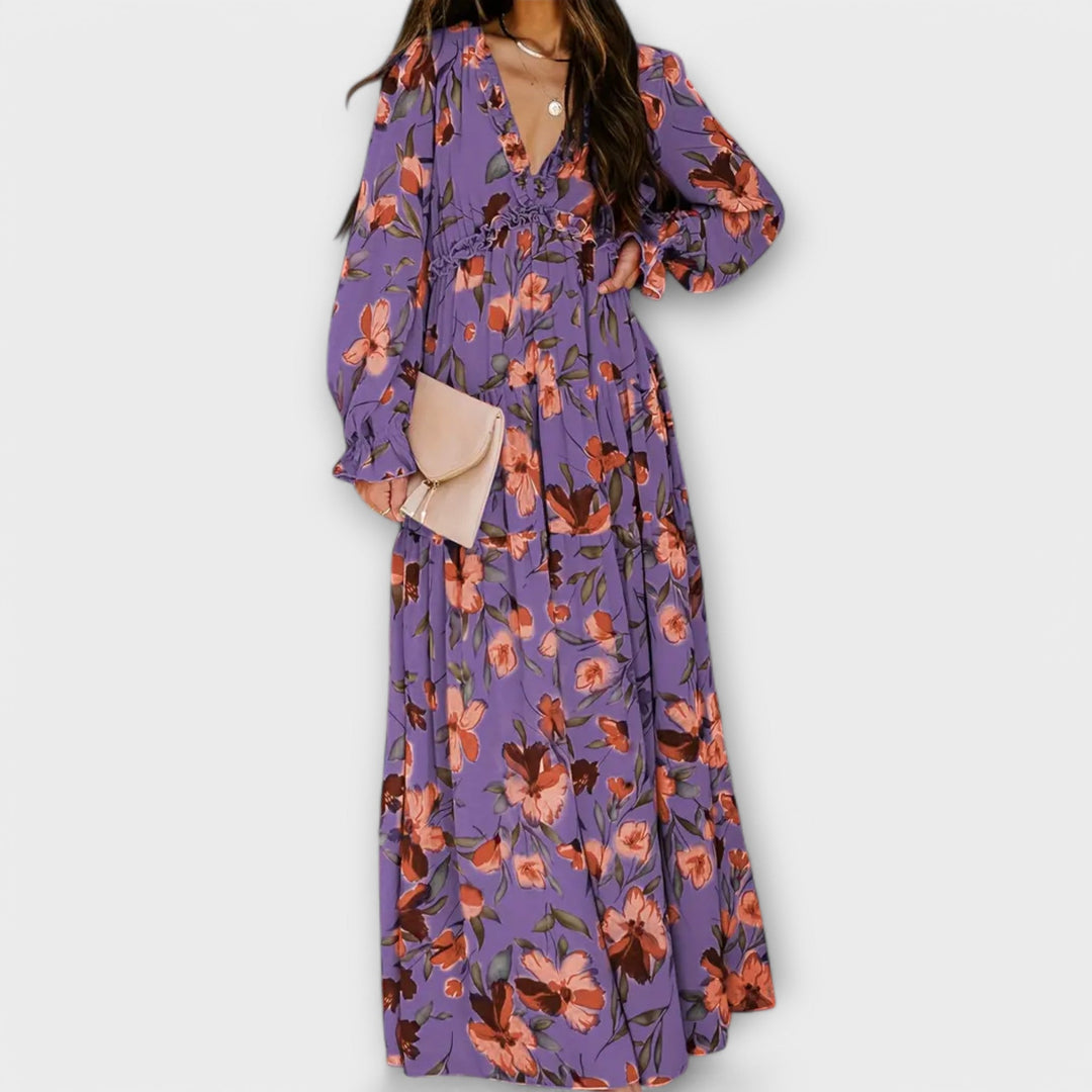 Maxi Dress with Floral Patterns