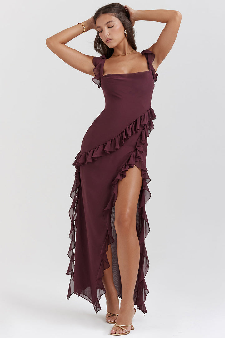 Meissa | Obleka z Asimetričnimi Ruffles