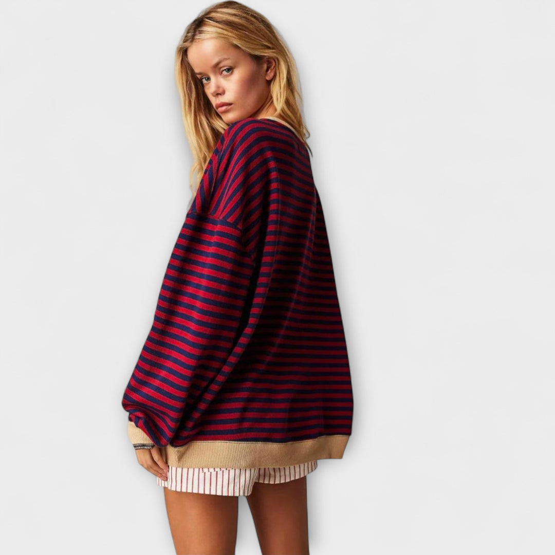 Maja - Oversized Črtast Pulover